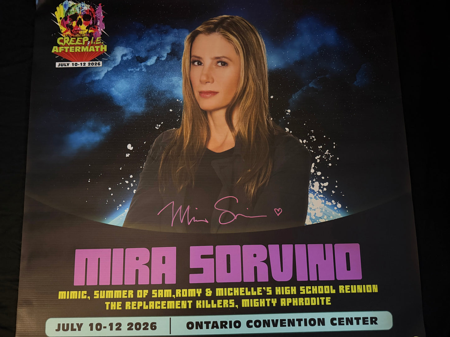 Creep I.E. Aftermath Signed vinyl Banners 30"X30" (Mira Sorvino)