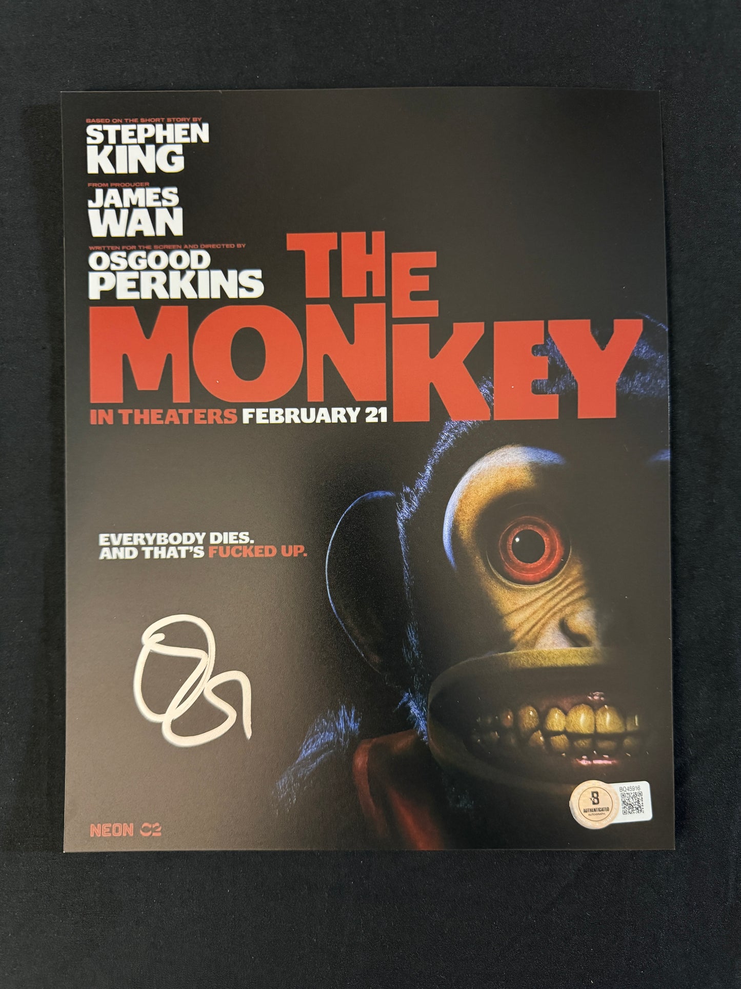 Osgood Perkins signed The Monkey 8x10 photo W/ Beckett COA