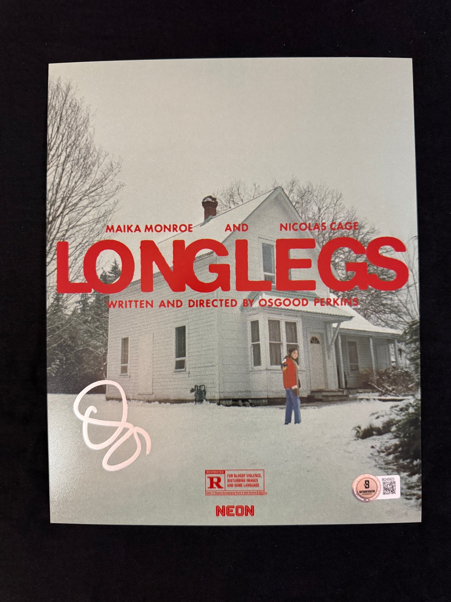 Osgood Perkins signed Longlegs 8x10 photo W/ Beckett COA