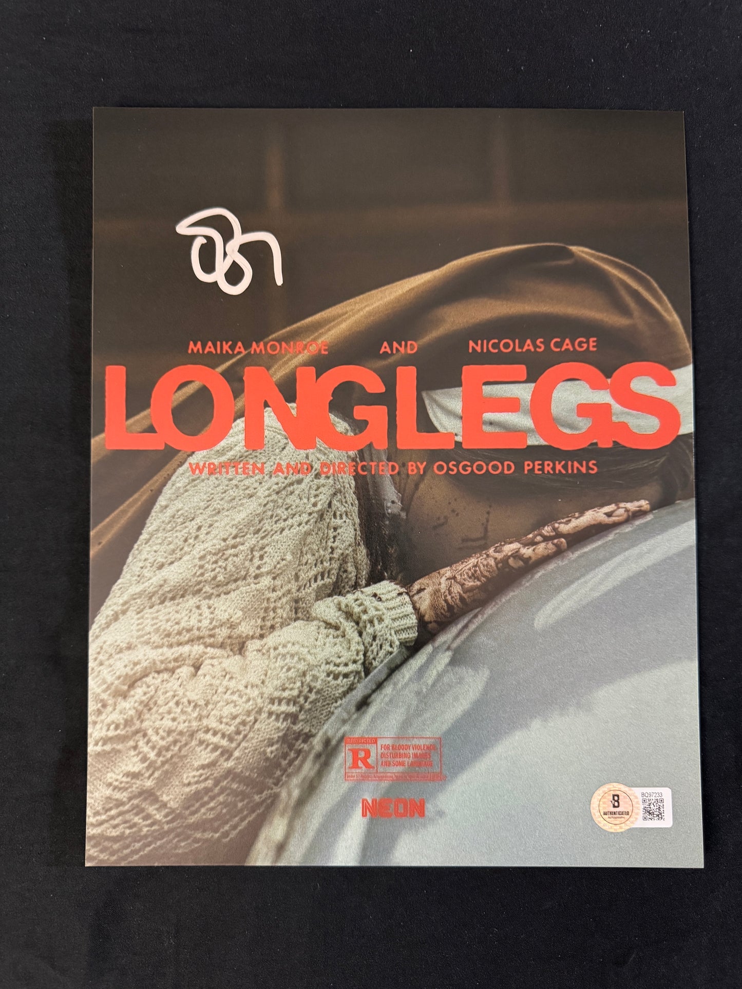 Osgood Perkins signed Longlegs 8x10 photo W/ Beckett COA