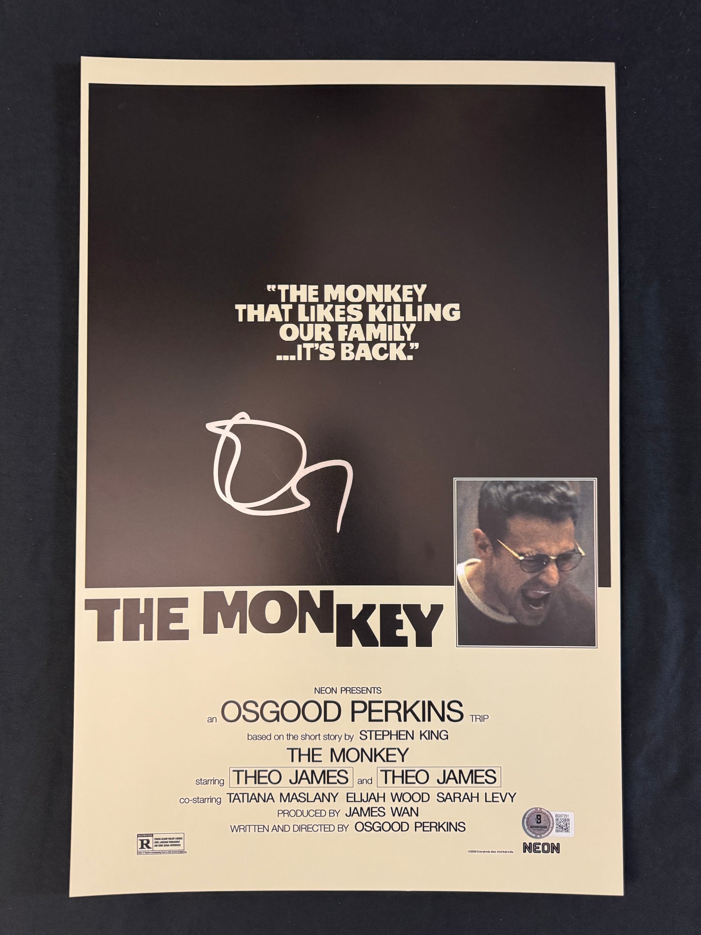 Osgood Perkins signed The Monkey 11x17 photo W/ Beckett COA
