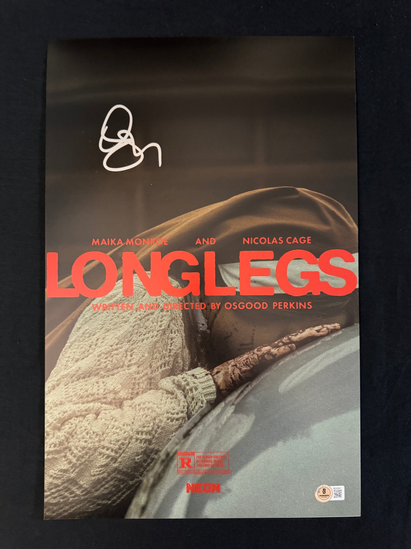 Osgood Perkins signed Longlegs 11x17 photo W/ Beckett COA
