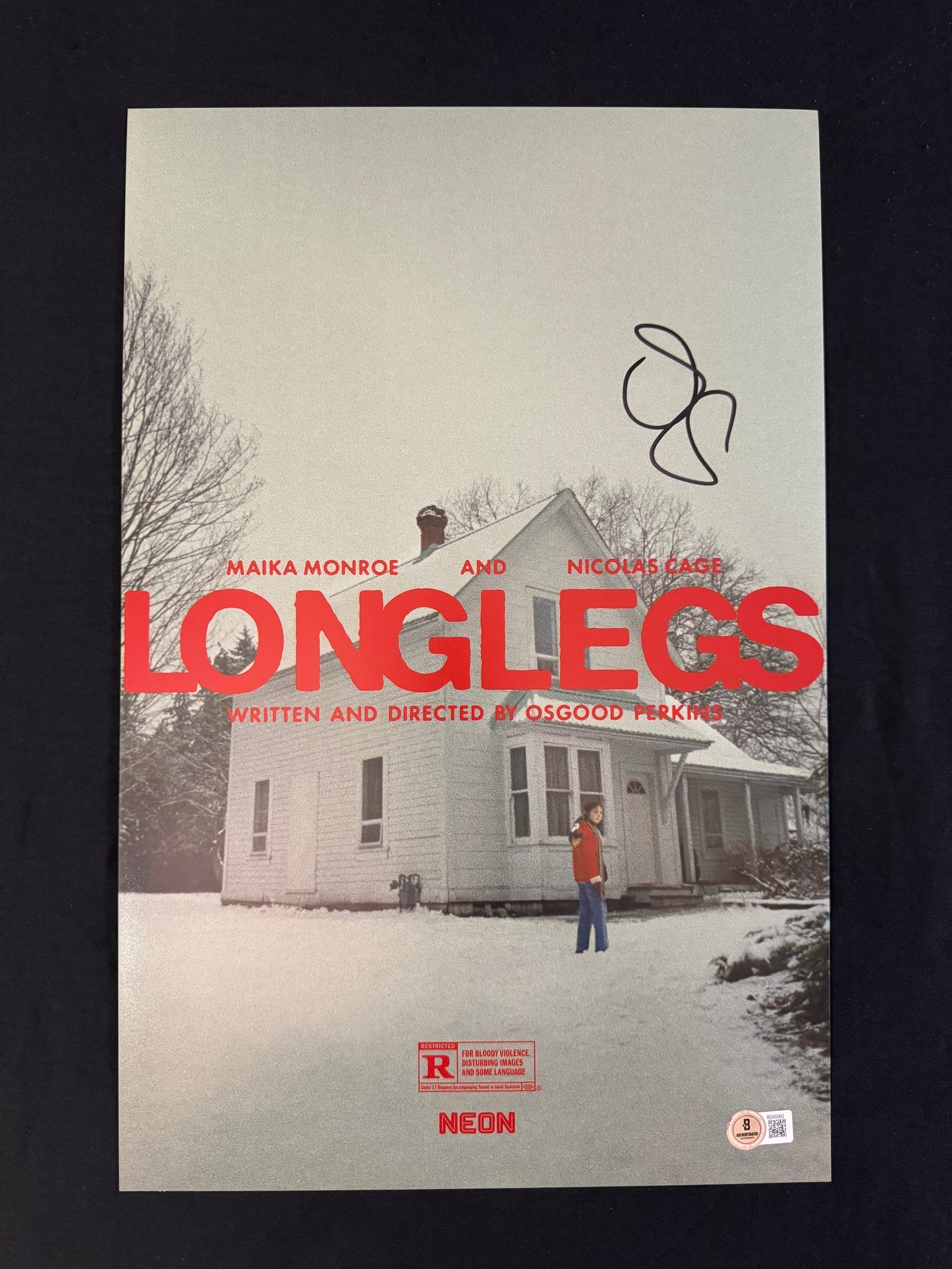 Osgood Perkins signed Longlegs 11x17 photo W/ Beckett COA