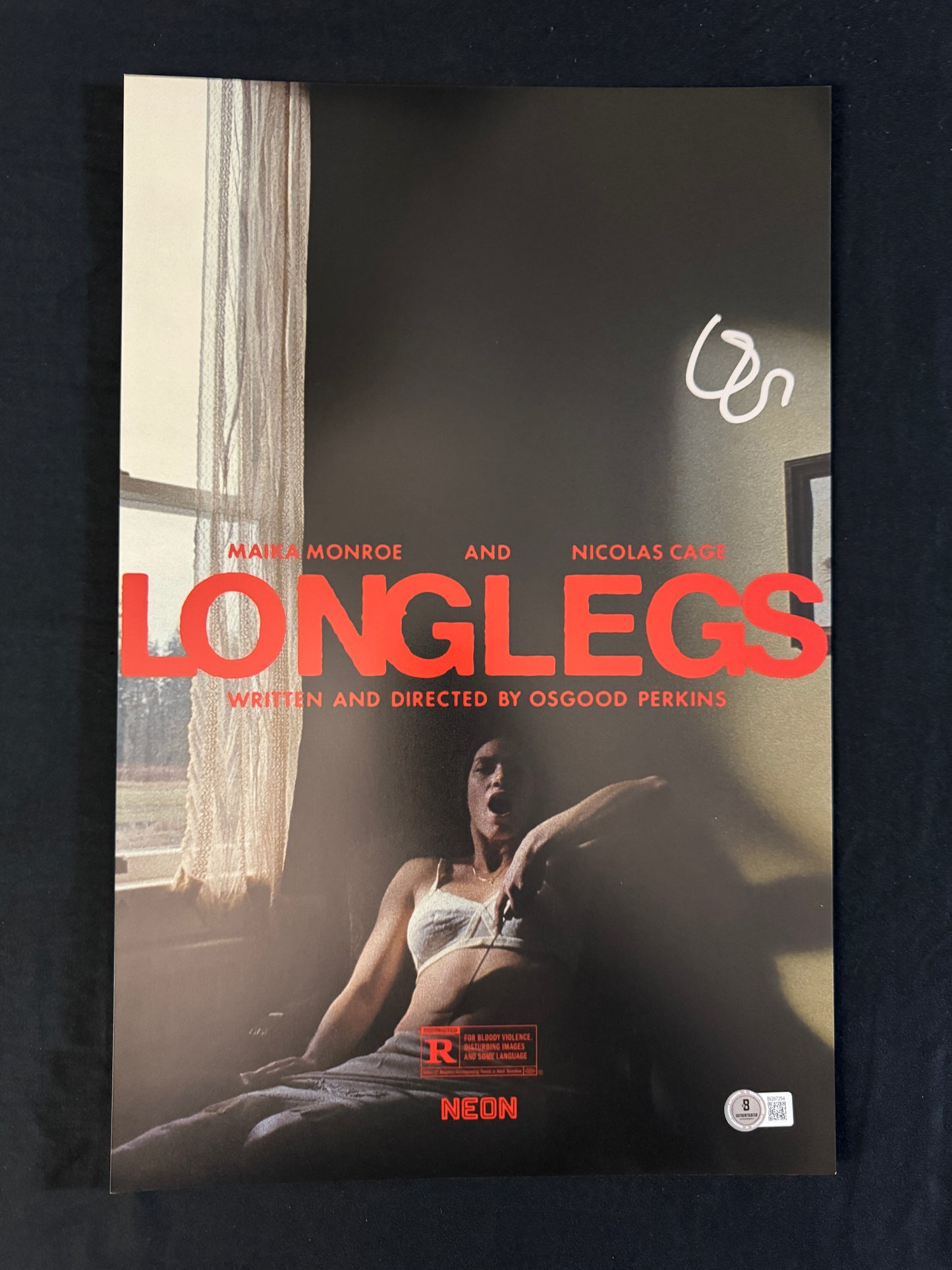 Osgood Perkins signed Longlegs 11x17 photo W/ Beckett COA