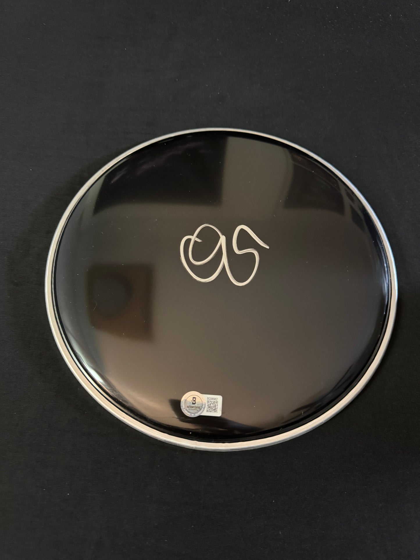 Osgood Perkins signed The Monkey Black Drum Head prop W/ Beckett COA