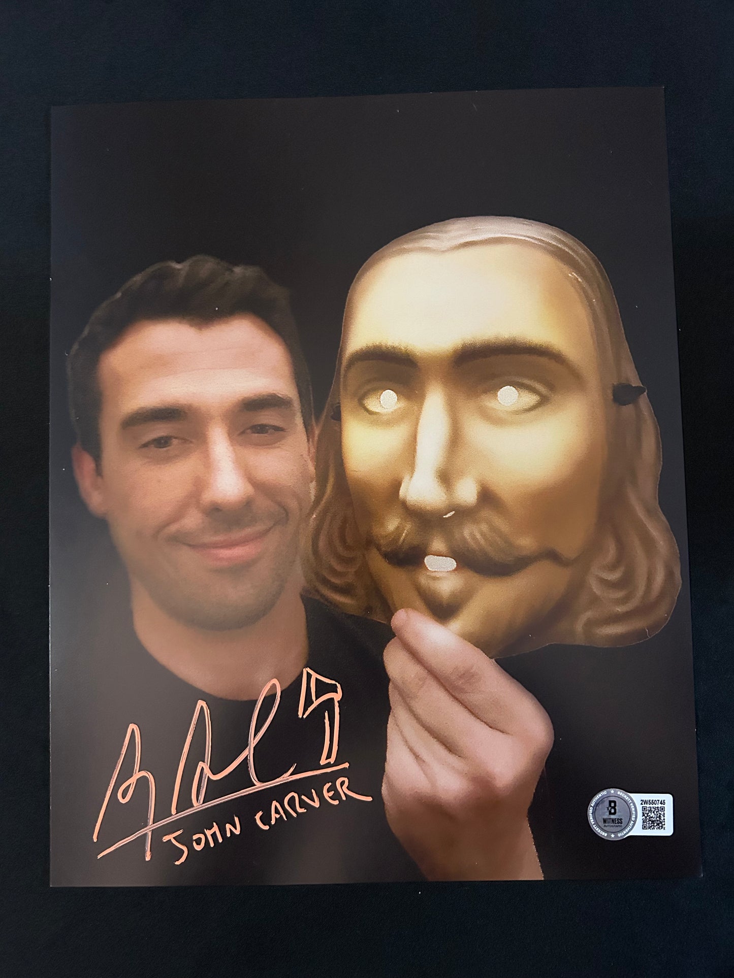 Alex Armbruster signed Thanksgiving (John Carver inscribed) 8x10 photo W/Beckett witness COA