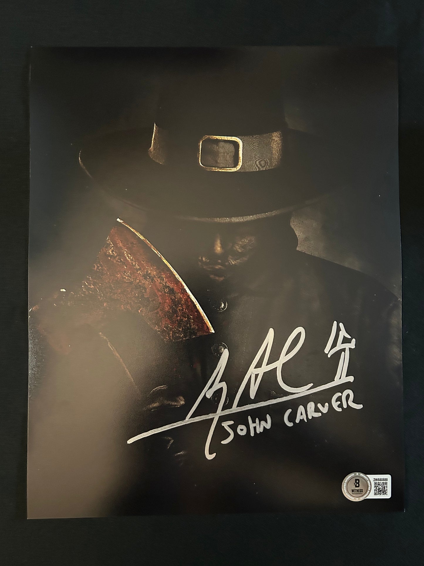 Alex Armbruster signed Thanksgiving (John Carver inscribed) 8x10 photo W/Beckett witness COA