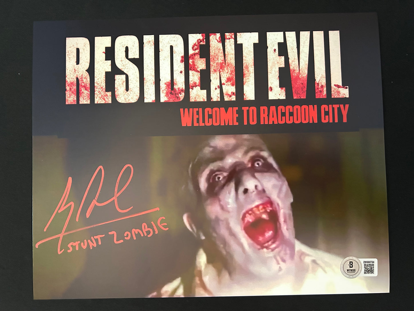 Alex Armbruster signed Resident Evil: Welcome to Raccoon City (Stunt Zombie inscribed) 8x10 photo W/Beckett witness COA