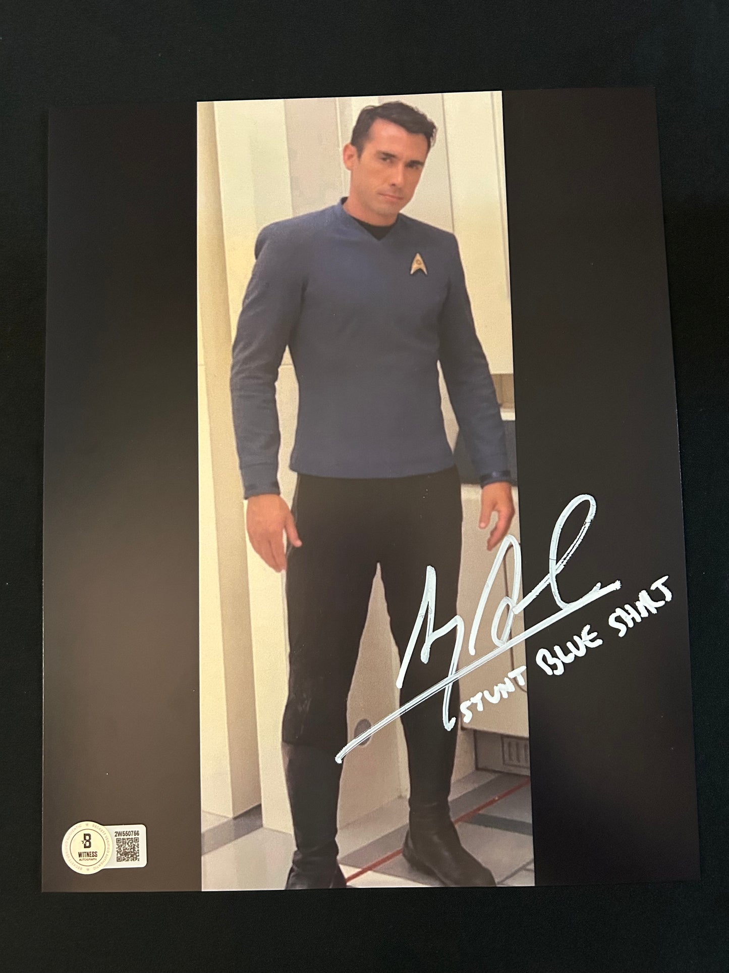 Alex Armbruster signed Star Trek: Strange New Worlds (Stunt Blue Shirt inscribed) 8x10 photo W/Beckett witness COA