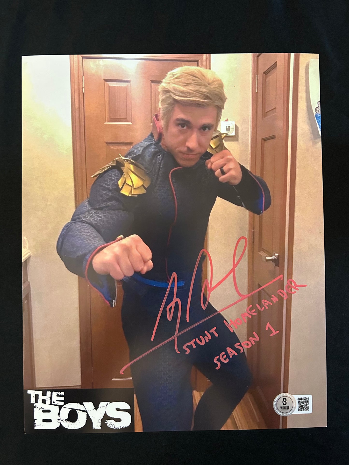 Alex Armbruster signed The Boys (Stunt Homelander inscribed) 8x10 photo W/Beckett witness COA