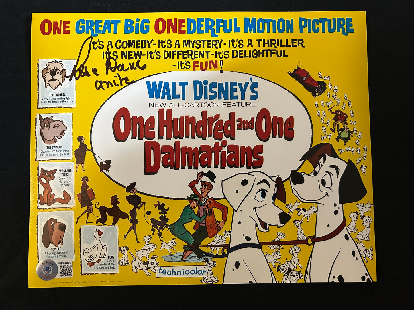 Lisa Davis signed 101 Dalmatians 8X10 Photo W/ Beckett witnessed COA