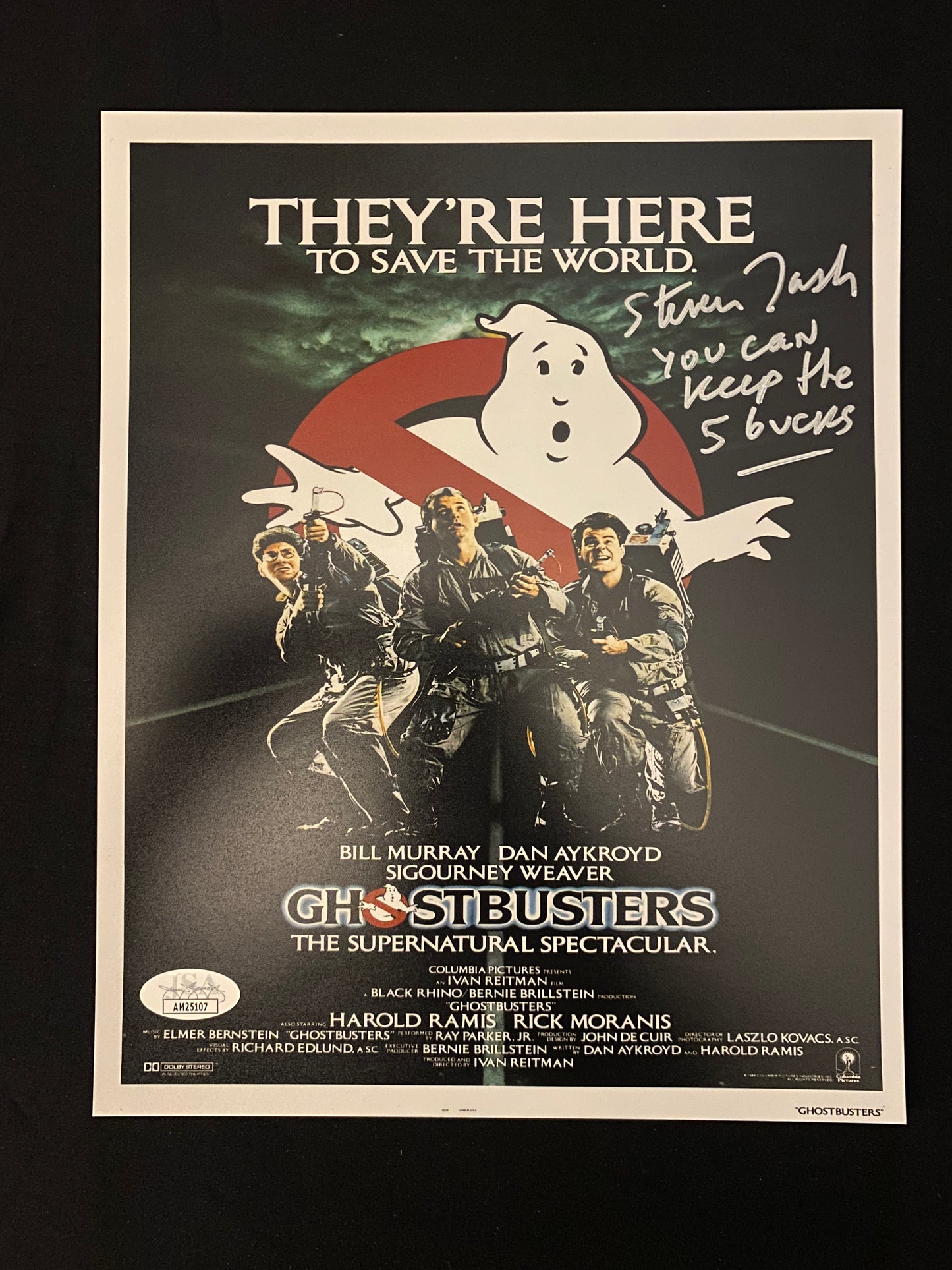 Steven Tash signed Ghostbusters (You can keep the 5 bucks inscribed) 8x10 photo W/ JSA COA