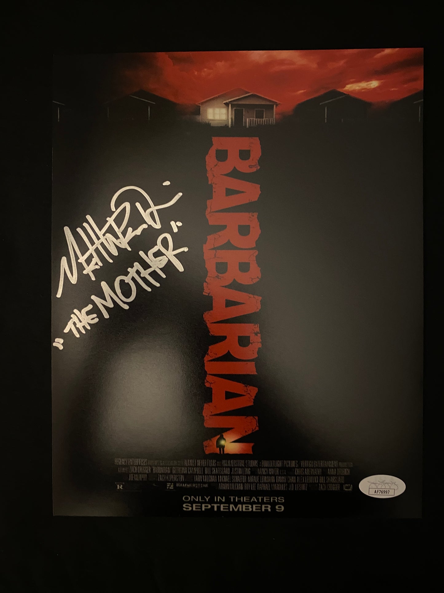 Matthew Patrick Davis signed Barbarian (The Mother inscribed) 8X10 Photo W/ JSA COA