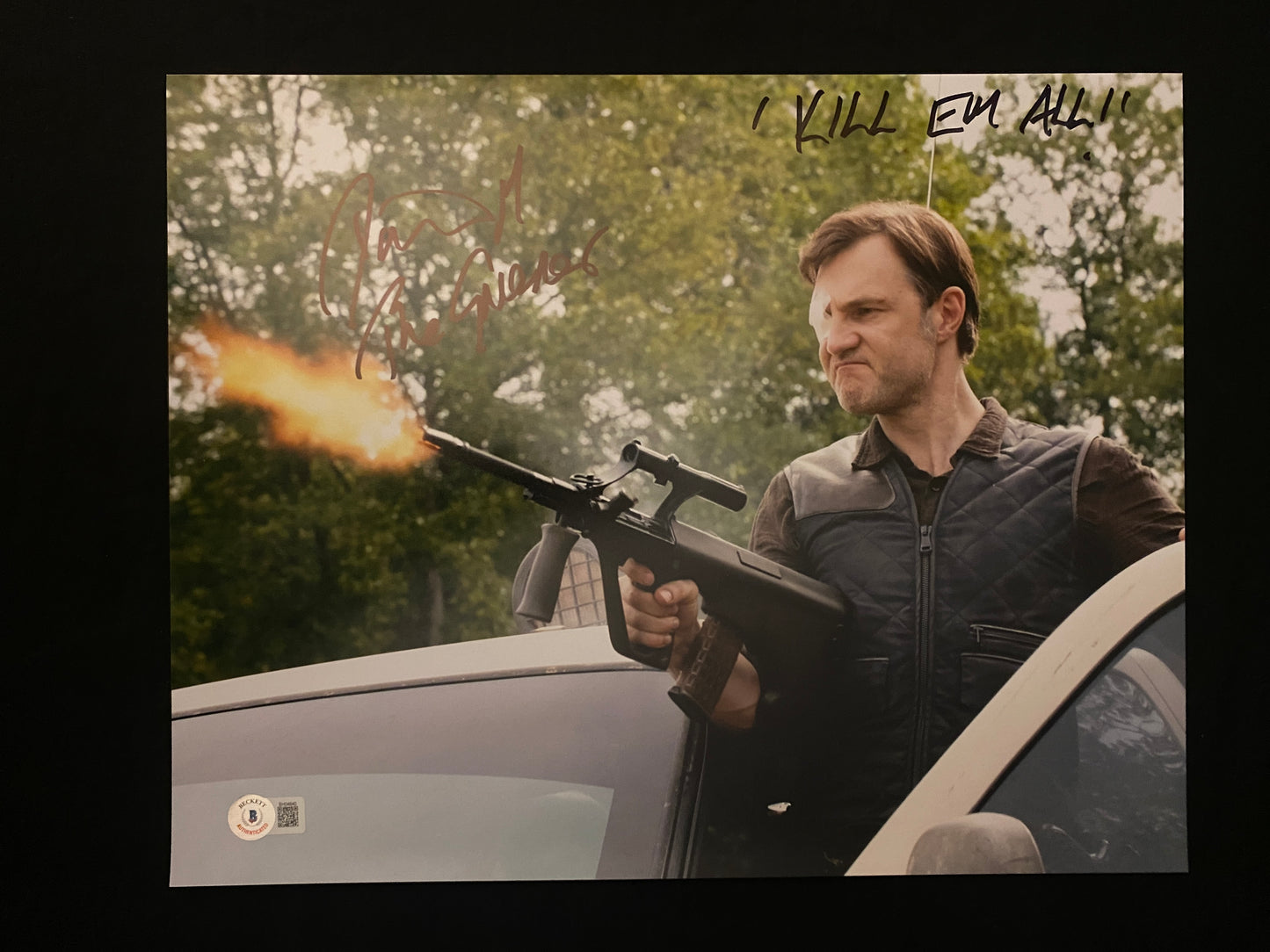 David Morrissey signed The Walking Dead The Governor (KILL EM ALL! inscription) 11x14 photo W/ Beckett COA