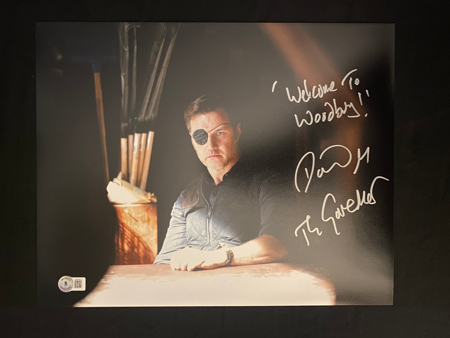 David Morrissey signed The Walking Dead The Governor (Welcome to Woodbury! inscription) 11x14 photo W/ Beckett COA