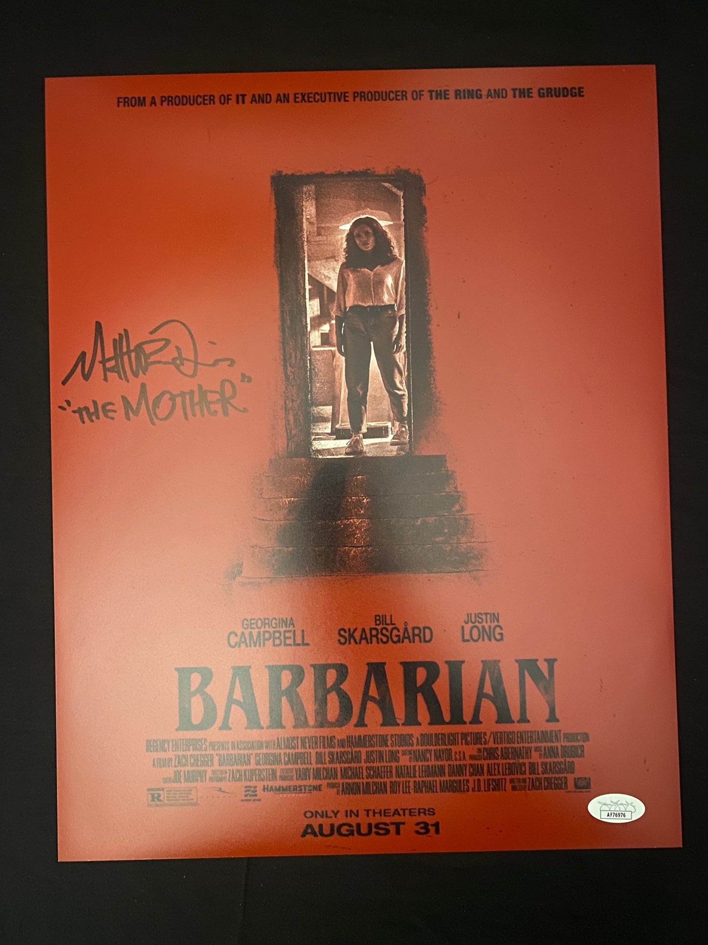 Matthew Patrick Davis signed Barbarian (The Mother inscribed) 11X14 Photo W/ JSA COA