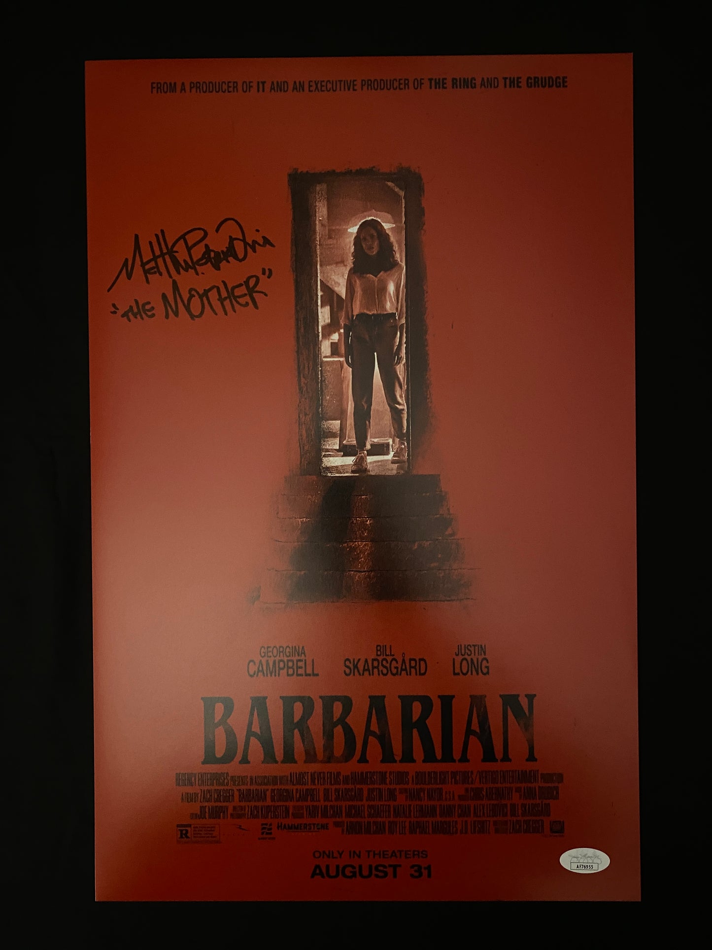Matthew Patrick Davis signed Barbarian (The Mother inscribed) 11X17 Photo W/ JSA COA