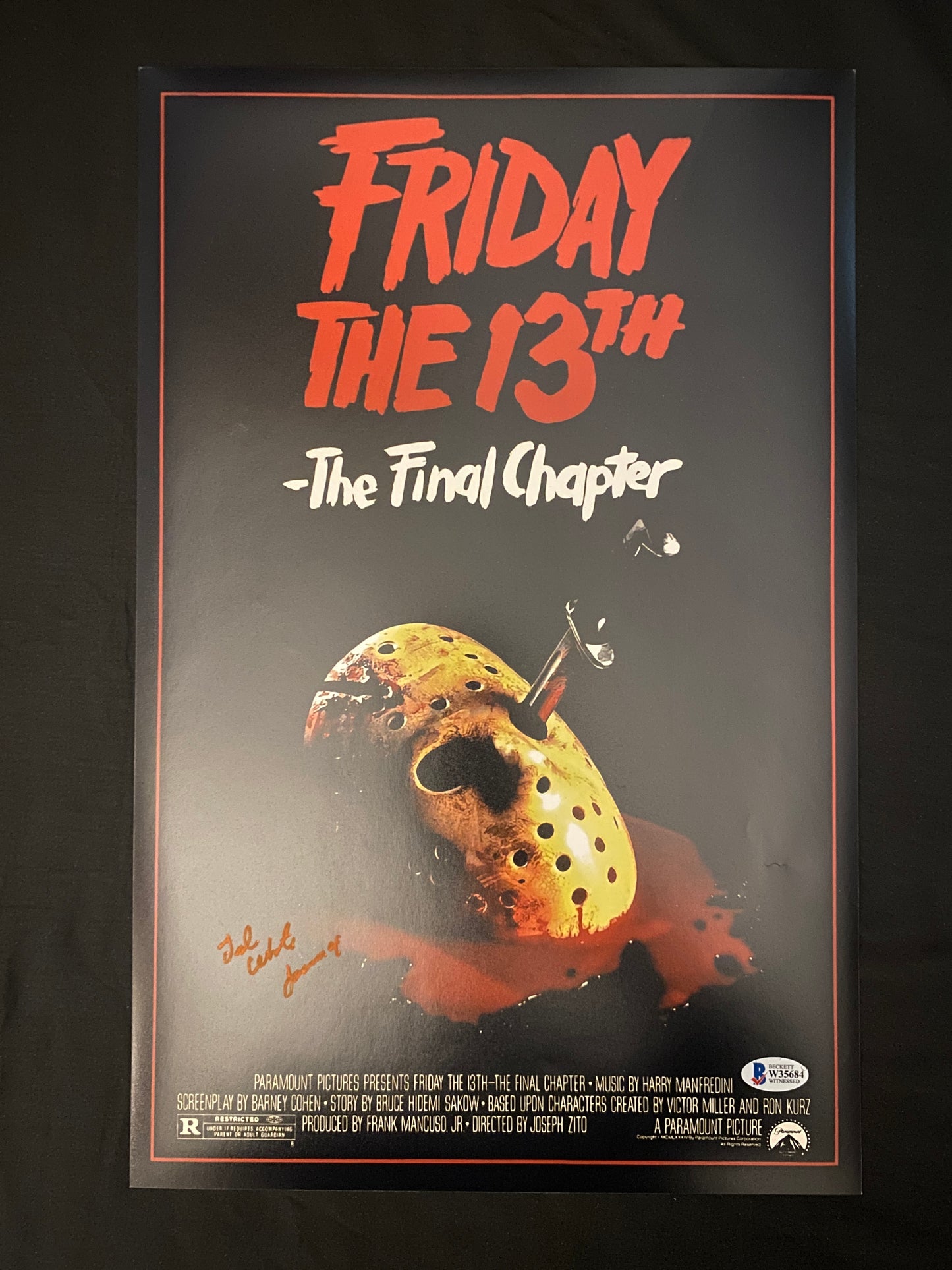 Ted White signed Friday the 13th: The Final Chapter 11X17 Photo W/ Beckett Witnessed COA