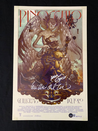 Guillermo Del Toro & Mark Gustafson signed Pinocchio 11x17 photo W/ Beckett COA