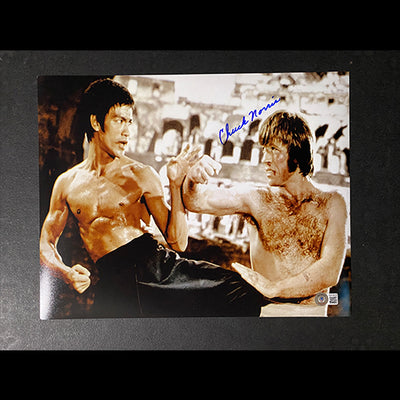 Chuck Norris signed 11 X14 photo W/ Beckett witnessed COA