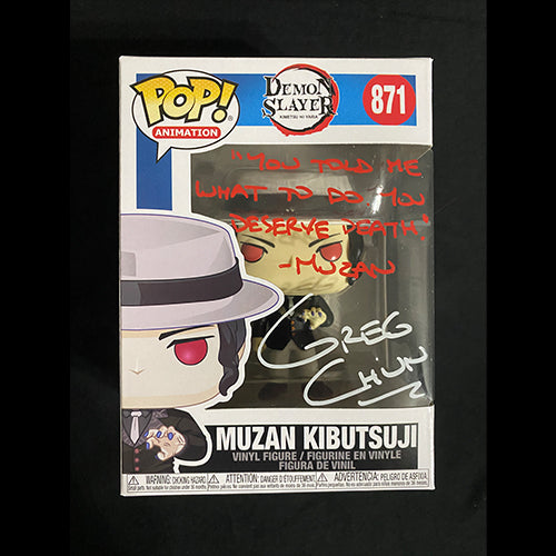 Greg Chun signed Demon Slayer Muzan Kibutsuji (Inscribed Quote) Funko Pop W/ Beckett COA