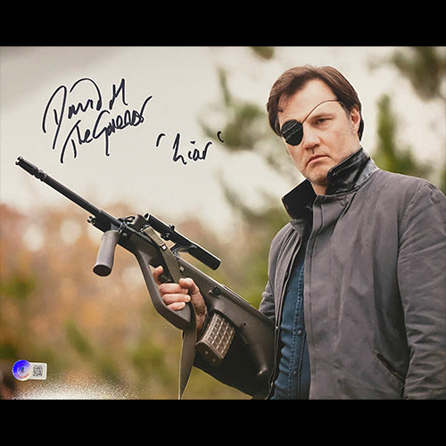 David Morrissey signed The Walking Dead The Governor (Liar inscription) 11x14 photo W/ Beckett COA