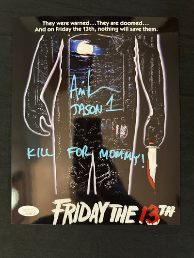 Ari Lehman signed Friday the 13th (Kill for Mommy! inscribed) 8X10 Photo W/ JSA COA
