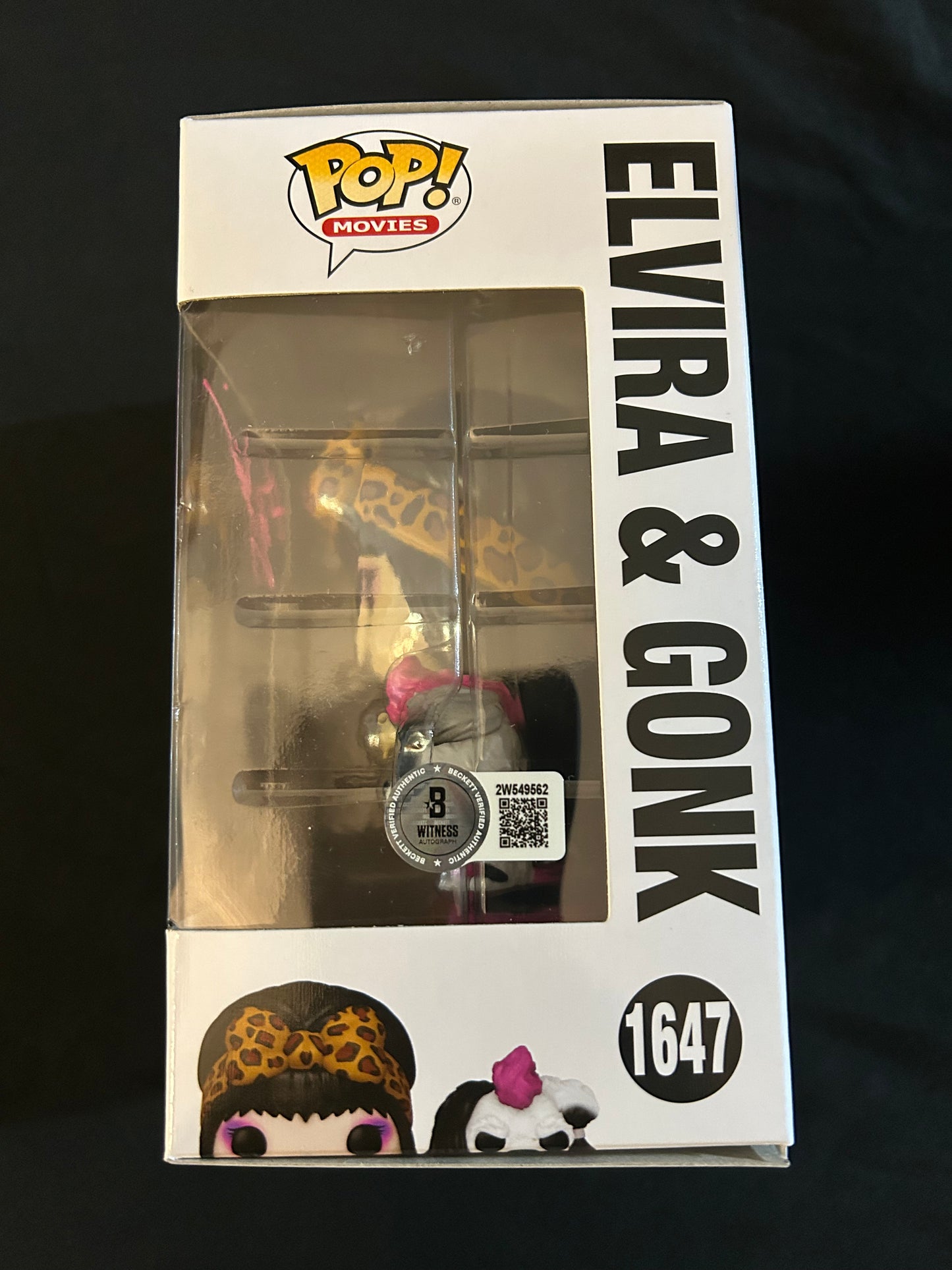 Cassandra Peterson/Elvira signed Elvira & Gonk Funko Pop W/ Beckett witnessed COA