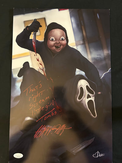 Rob Mello signed Happy Death Day (Stabbing Ghost Face) 11x17 photo W/ JSA COA