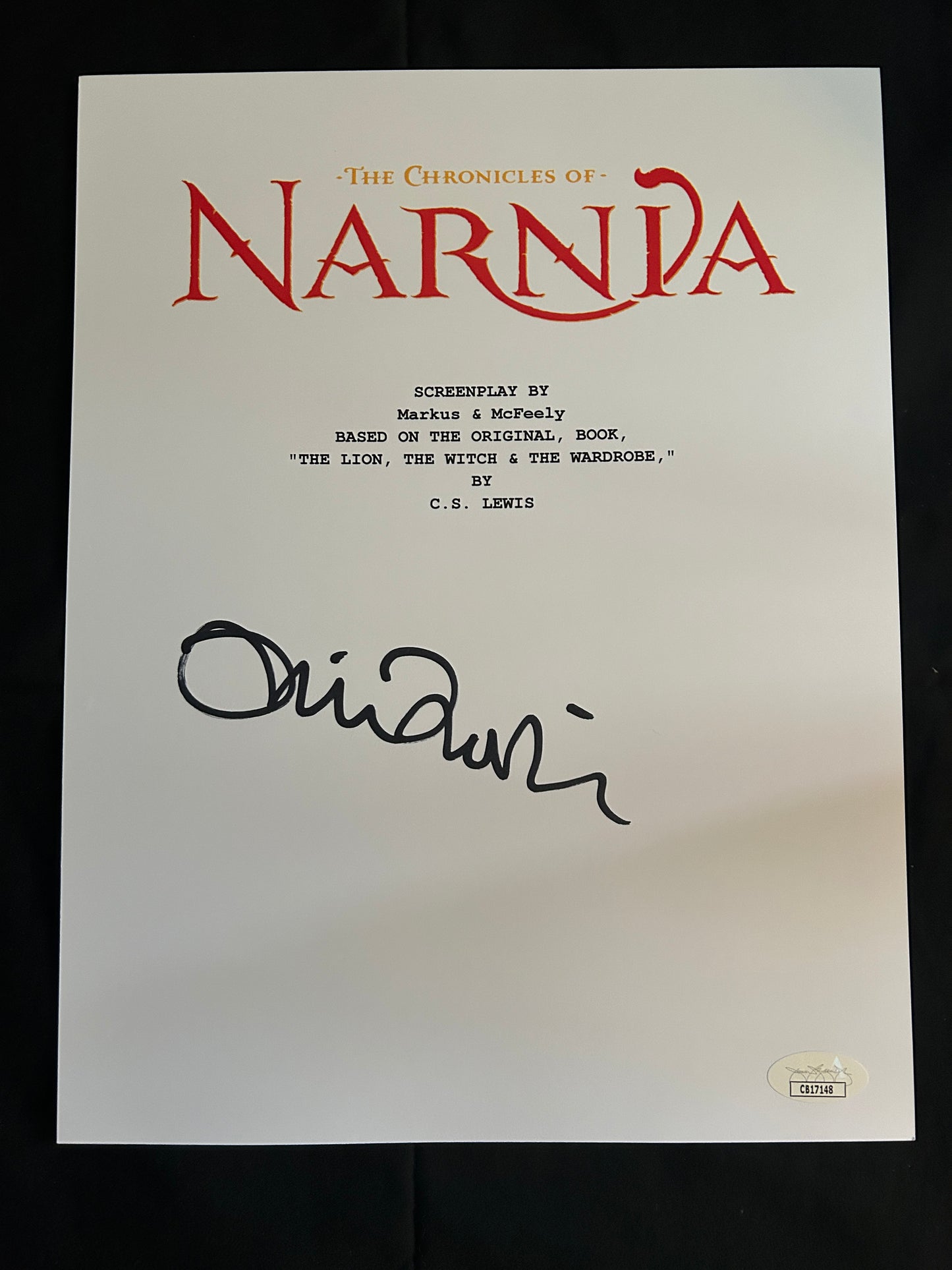 Tilda Swinton signed The Chronicles of Narnia script cover W/ JSA COA
