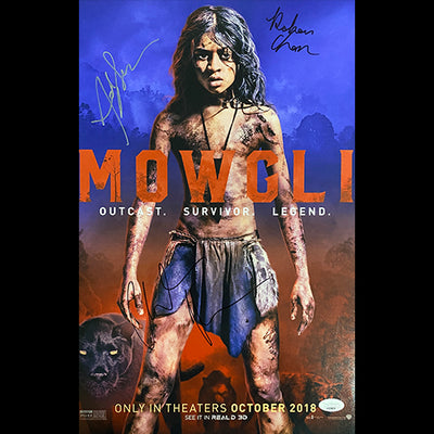 Christian Bale, Rohan Chand, Andy Serkis signed MOWGLI 11x17 photo W/ JSA COA